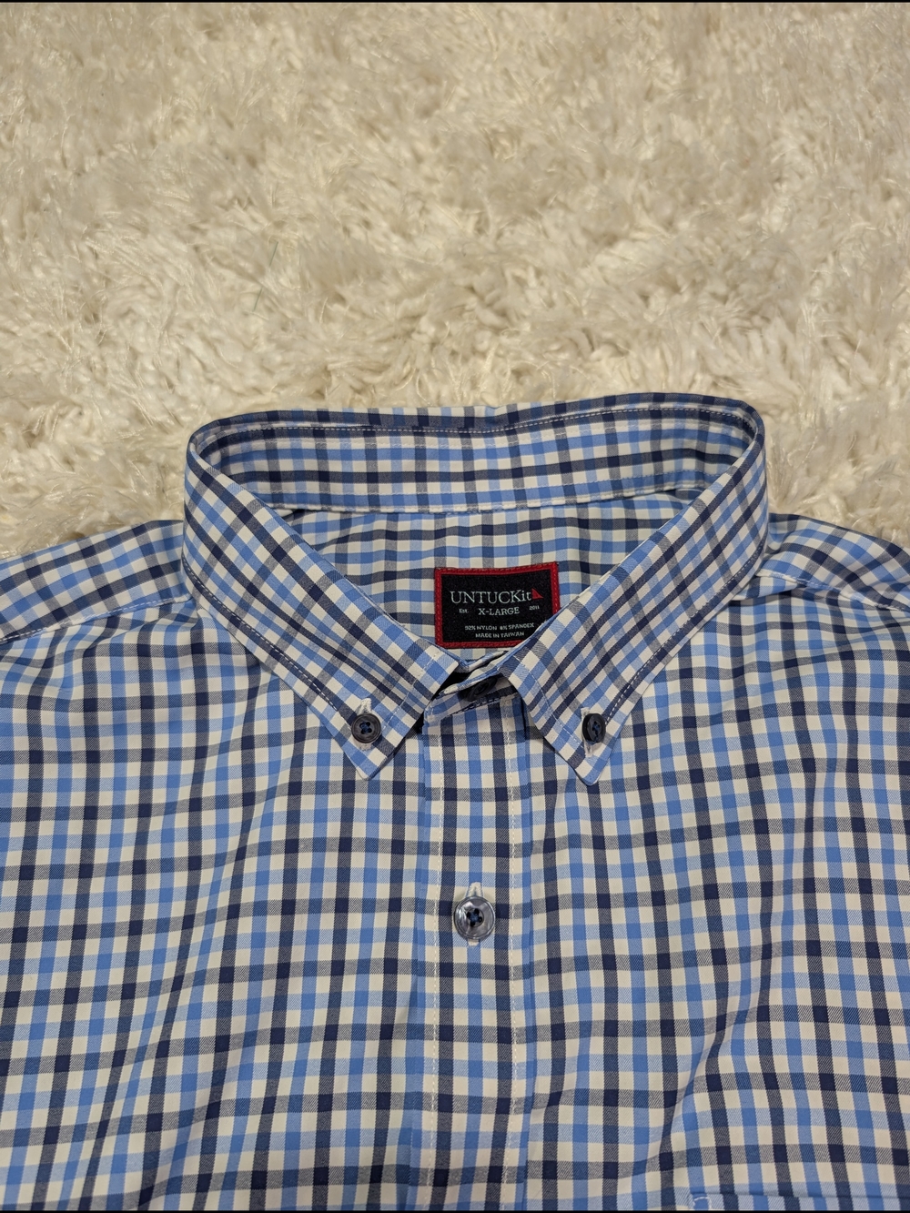 UNTUCKit Men's Blue and White Gingham Button-Down Shirt